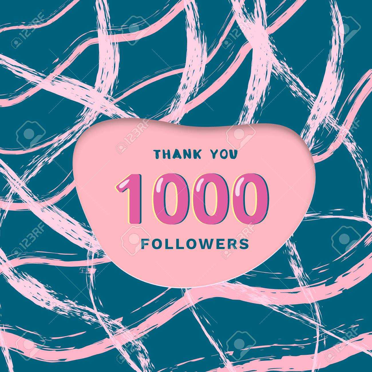 1000 Followers Thank You Card. Cover With Papercut Shape Throughout Med Card Template