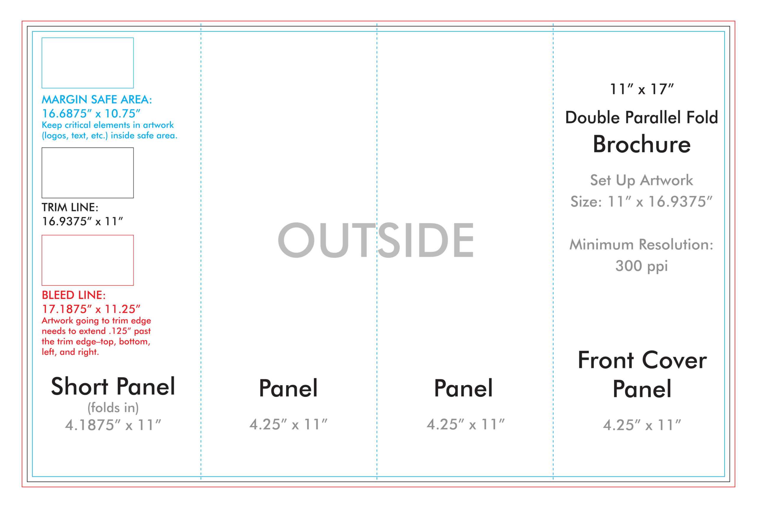 11" X 17" Double Parallel Brochure Template – U.s. Press With 11X17 Brochure Template