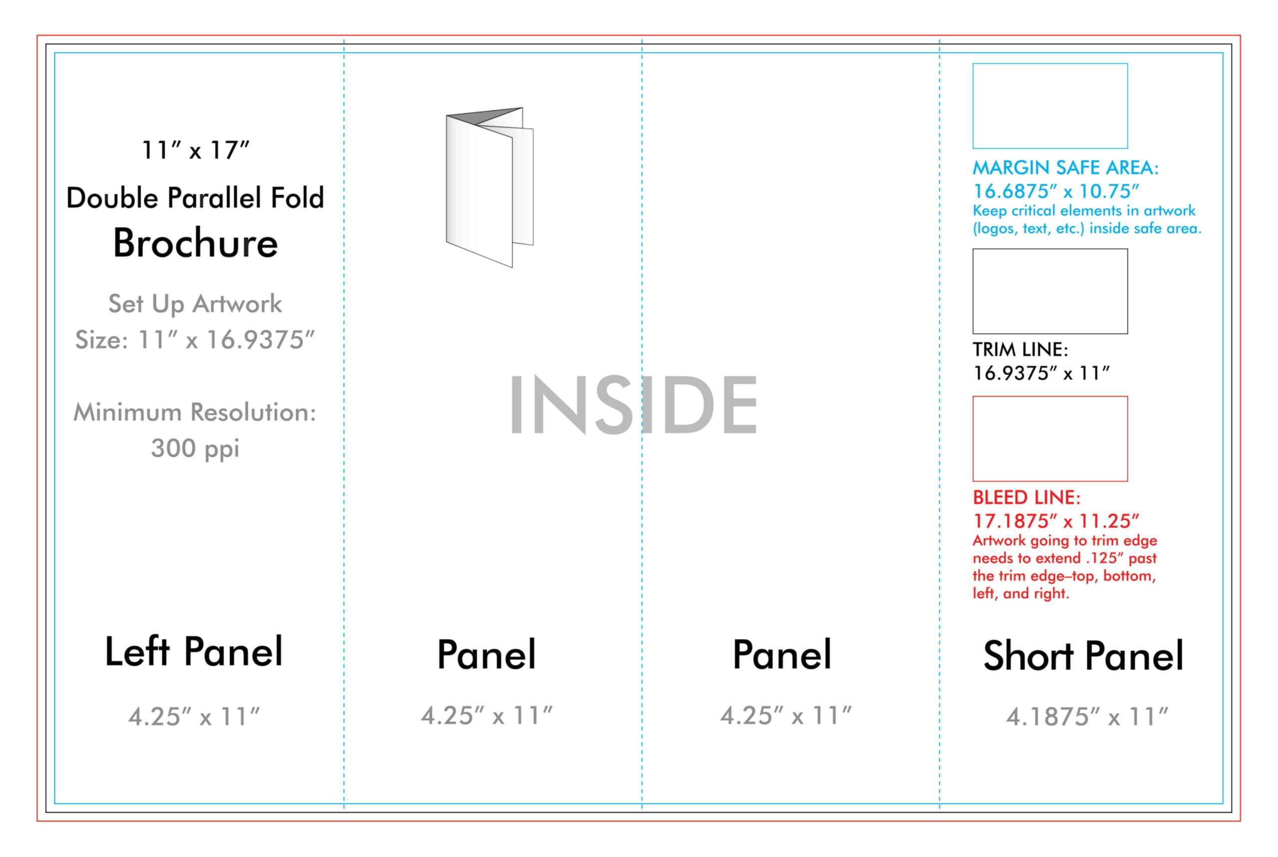 11" X 17" Double Parallel Brochure Template – U.s. Press With 11X17 Brochure Template