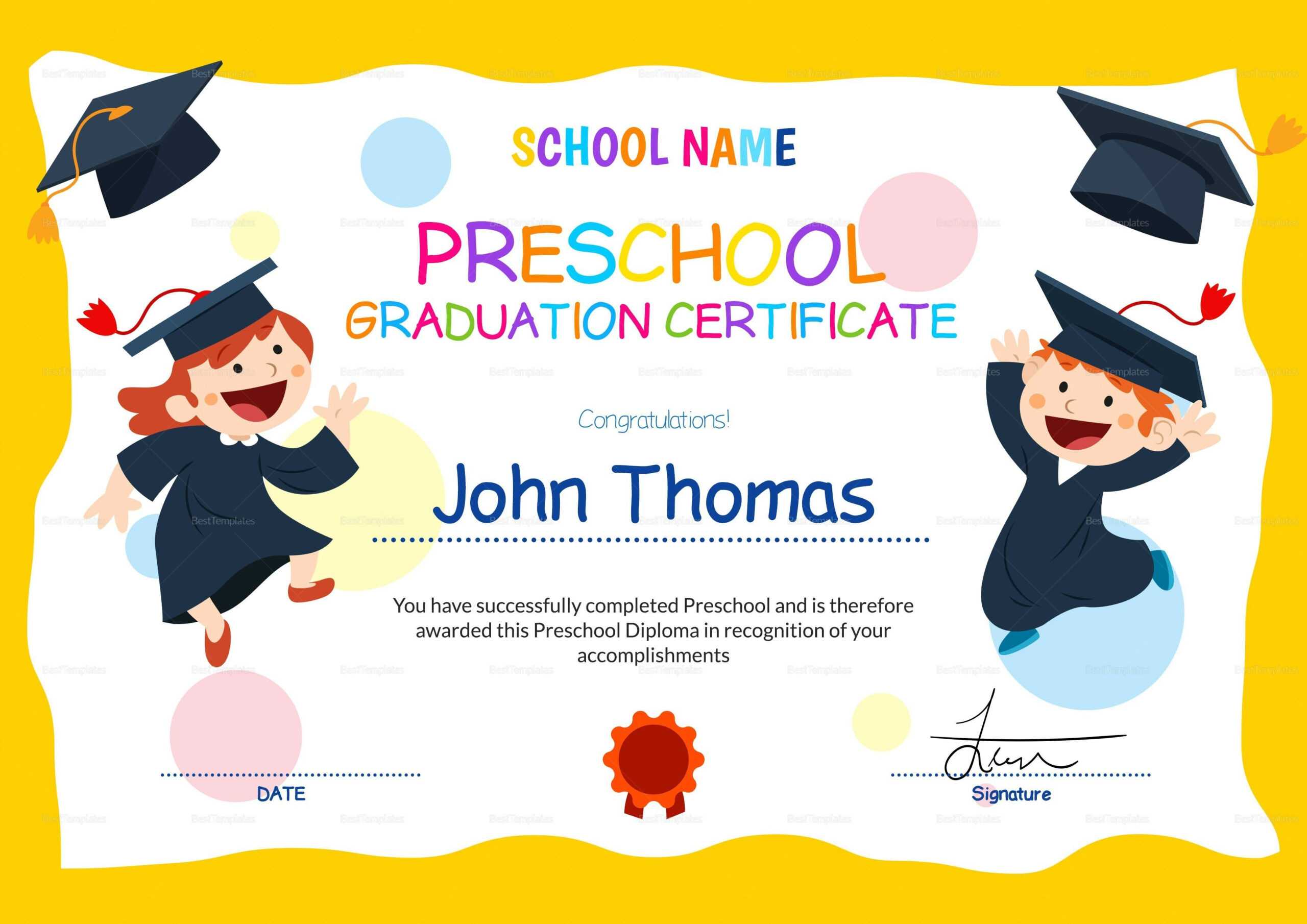 12 Unique Preschool Graduation Certificate Template Free With Free Printable Graduation Certificate Templates