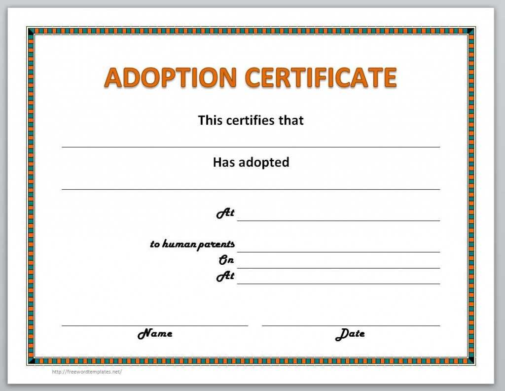 13 Free Certificate Templates For Word » Officetemplate Throughout Pet Adoption Certificate Template