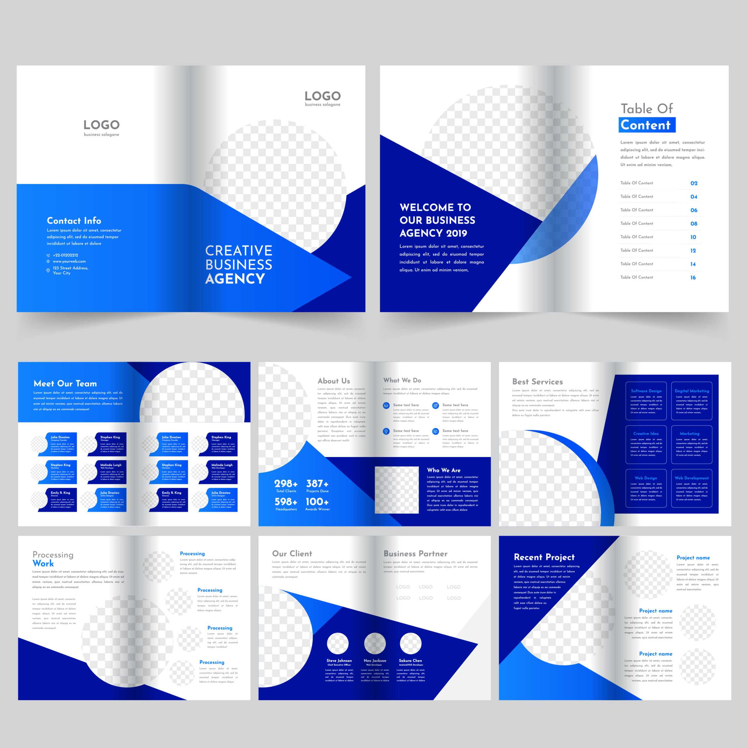16 Page Business Blue Brochure Template – Download Free In 12 Page Brochure Template