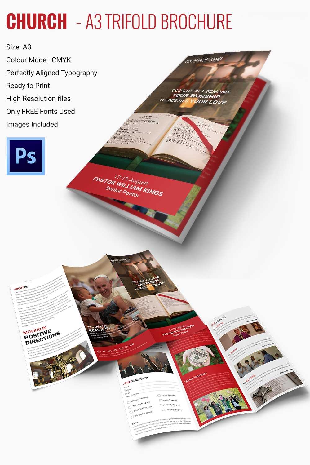 16+ Popular Church Brochure Templates – Ai,psd, Docs, Pages With Free Church Brochure Templates For Microsoft Word