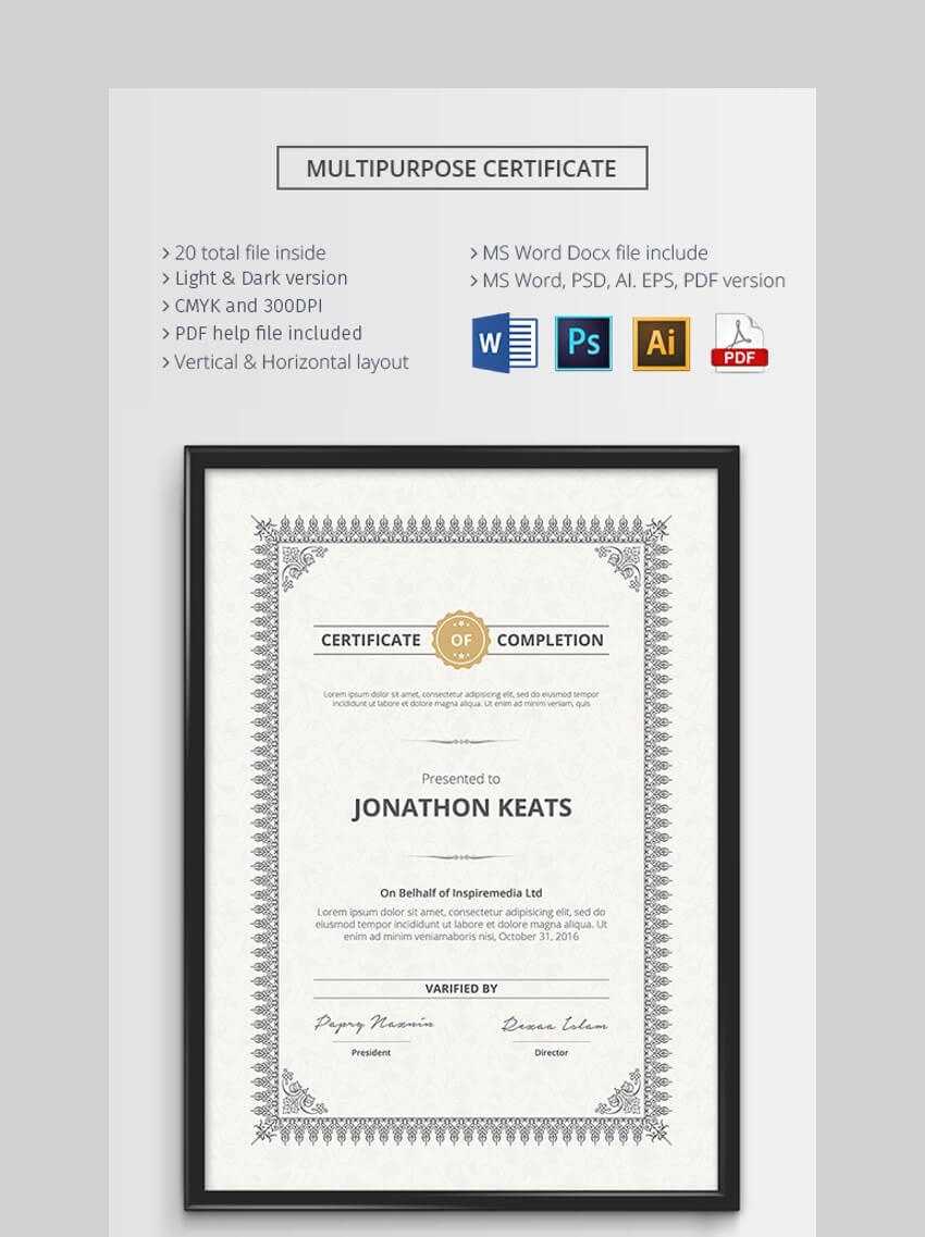 20 Best Free Microsoft Word Certificate Templates (Downloads For Scholarship Certificate Template Word