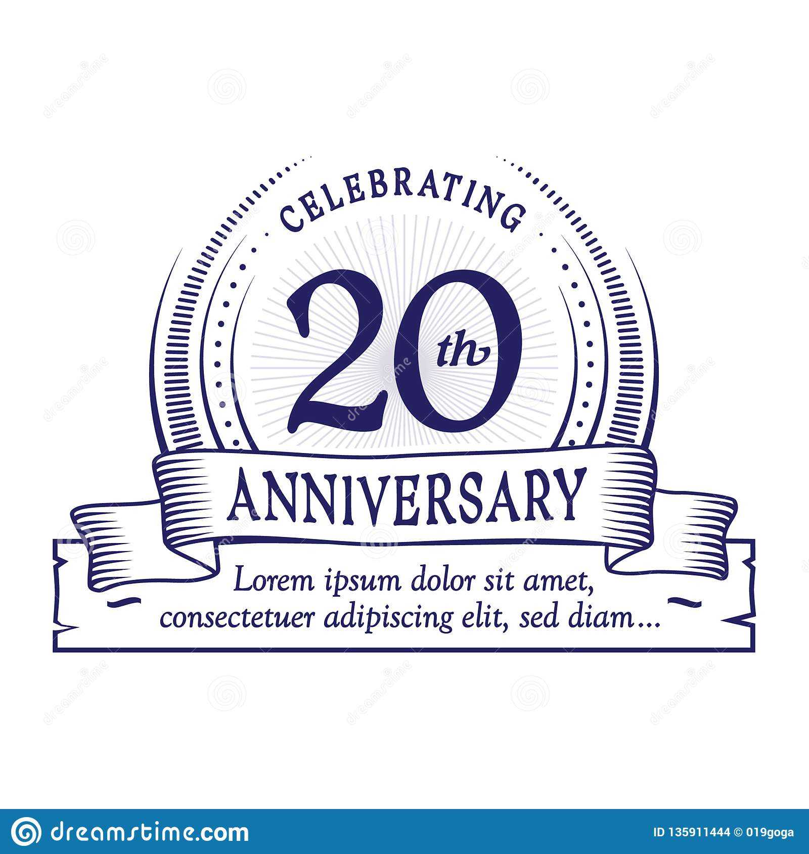 20Th Anniversary Design Template. 20 Years Logo. Twenty Intended For Anniversary Certificate Template Free