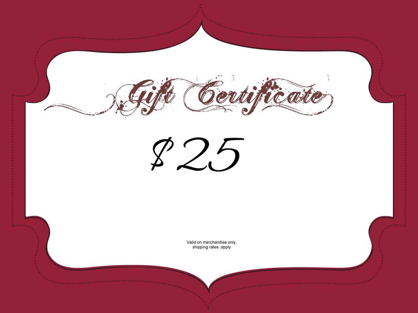 $25 Gift Certificate Template | Certificatetemplategift Regarding Mary Kay Gift Certificate Template