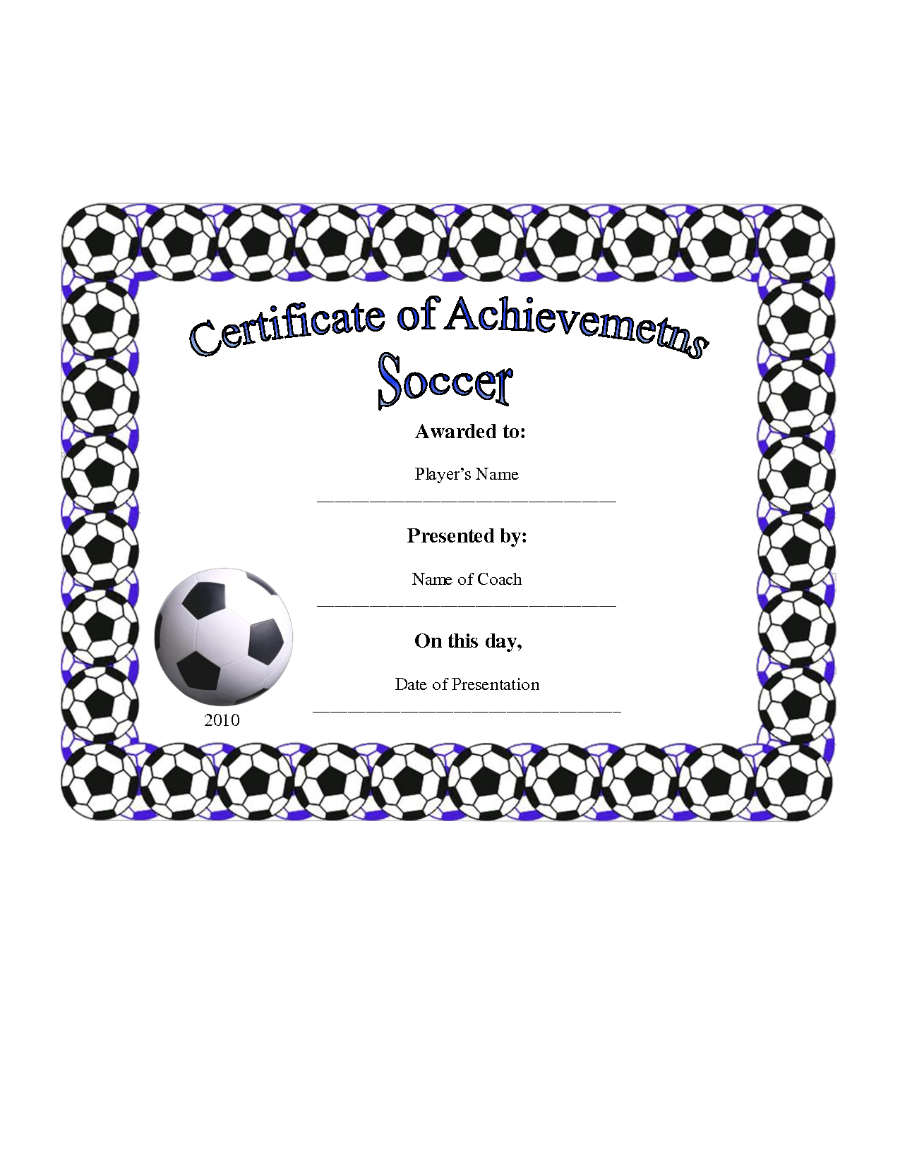 28+ [ Soccer Certificate Template ] | 7 Best Images Of Free Intended For Soccer Certificate Template Free