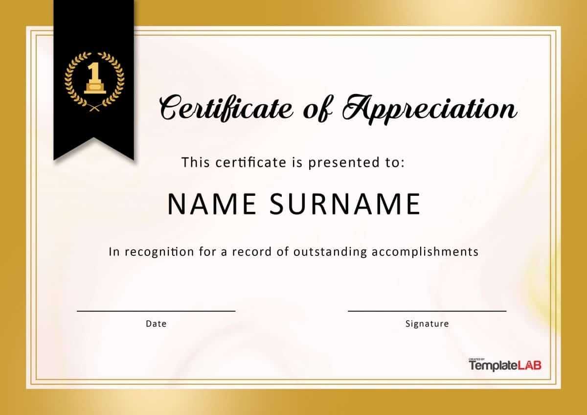 30 Free Certificate Of Appreciation Templates And Letters For Certificate Of Recognition Word Template