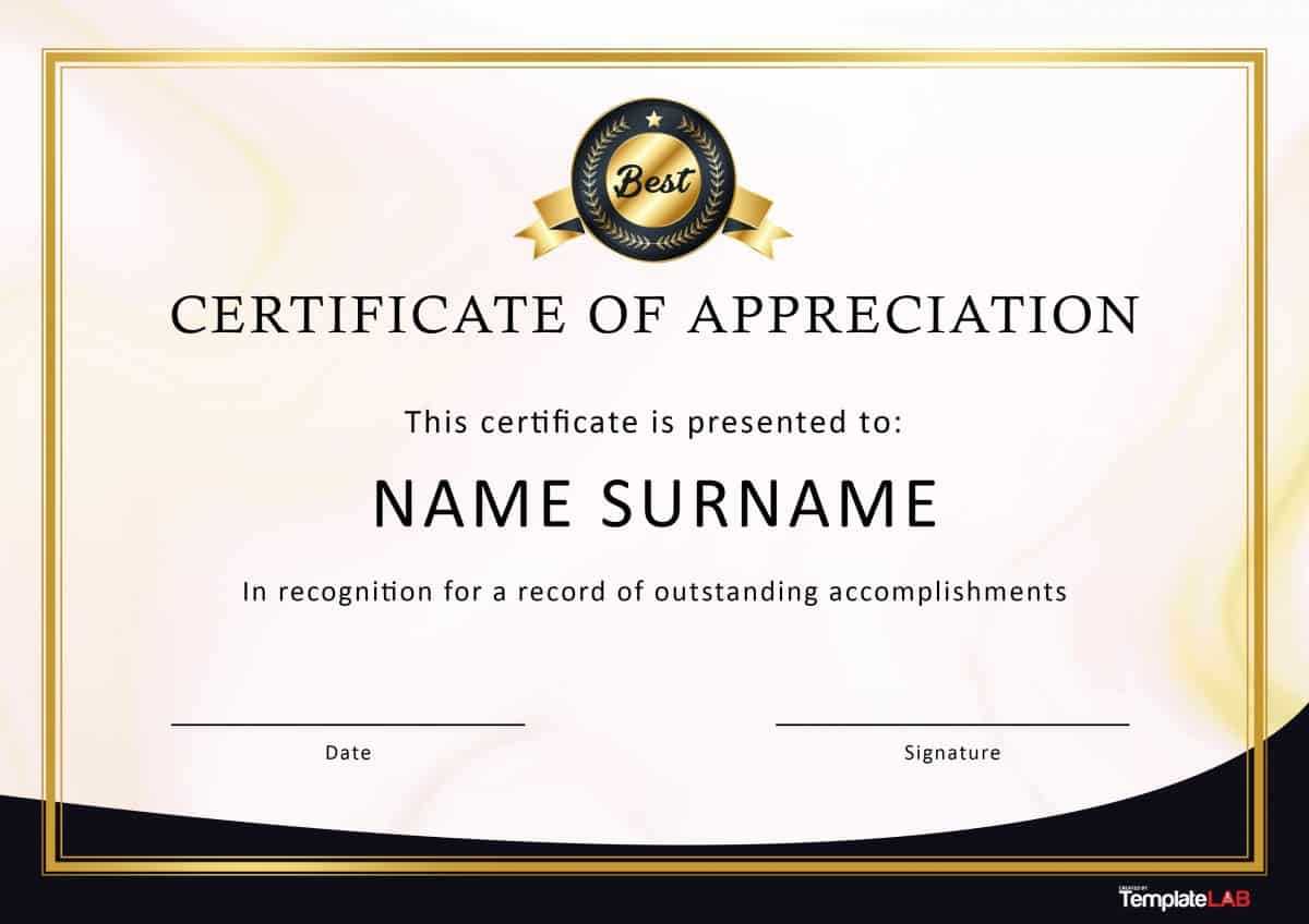 30 Free Certificate Of Appreciation Templates And Letters Intended For Formal Certificate Of Appreciation Template