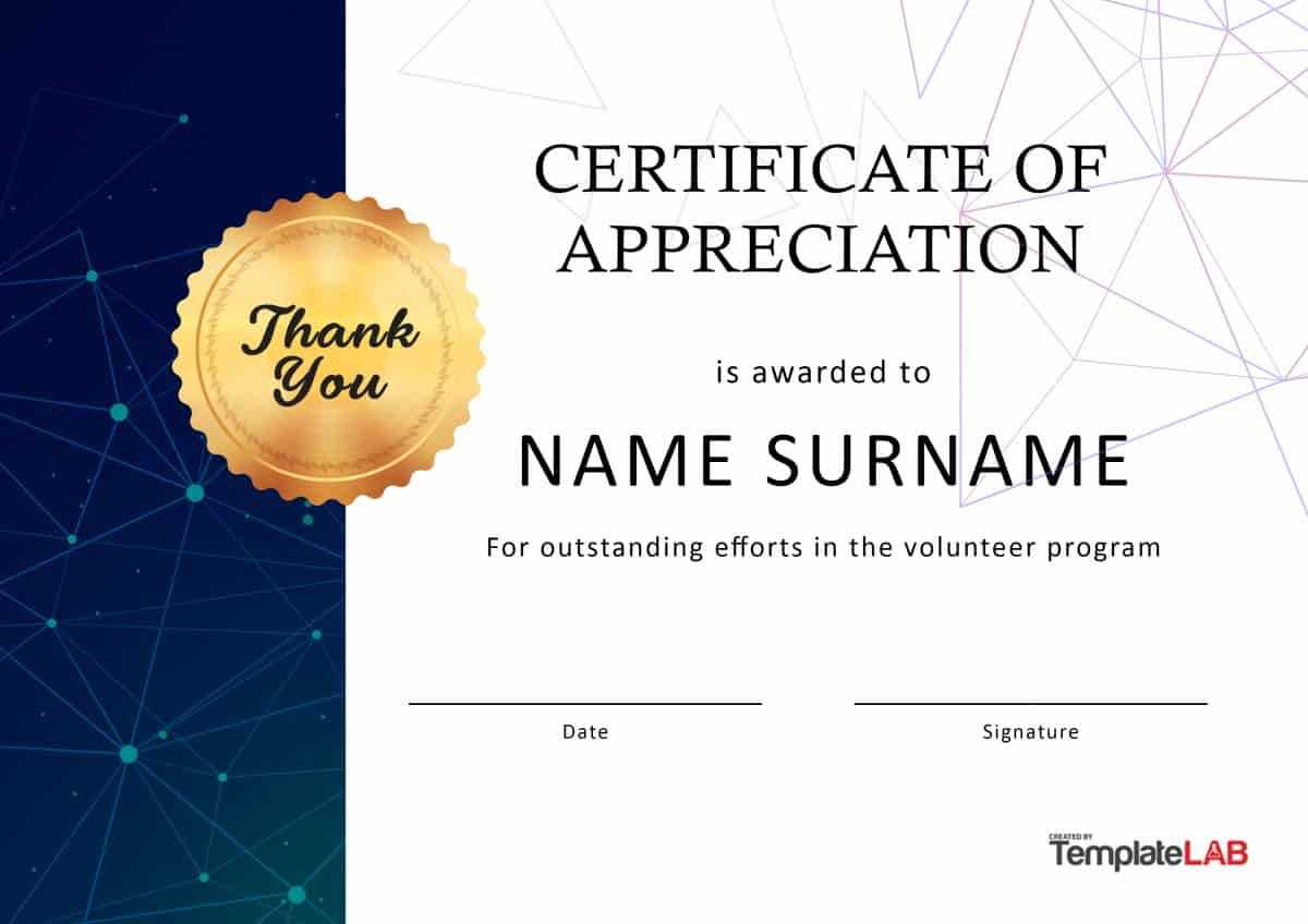 30 Free Certificate Of Appreciation Templates And Letters With Regard To Thanks Certificate Template