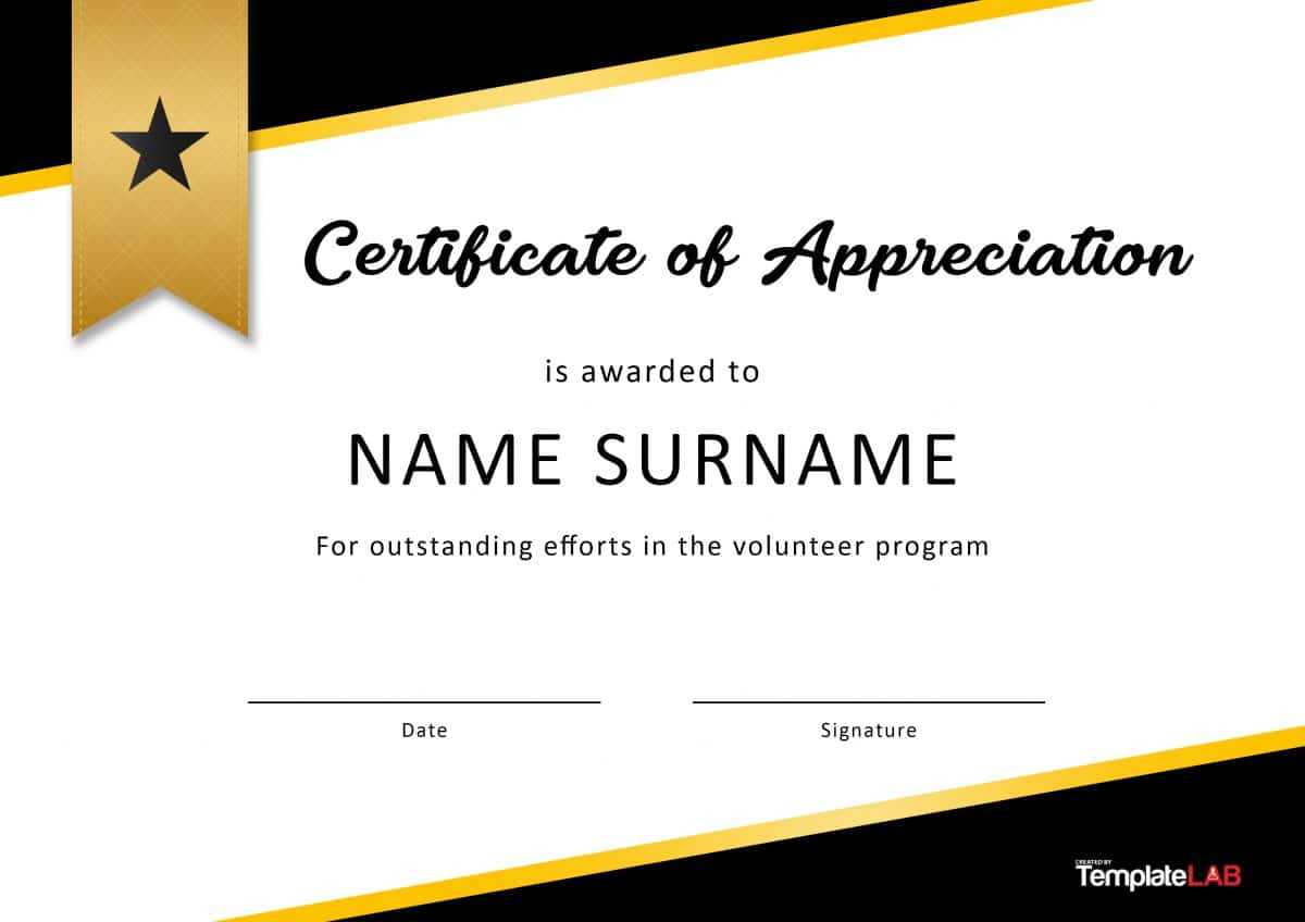 30 Free Certificate Of Appreciation Templates And Letters With Regard To Volunteer Certificate Templates