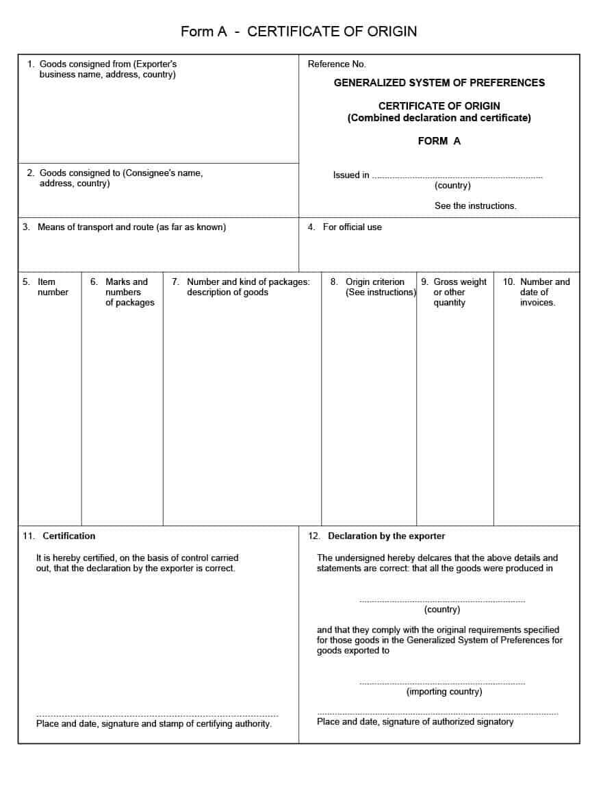 30 Printable Certificate Of Origin Templates (100% Free) ᐅ For Nafta Certificate Template