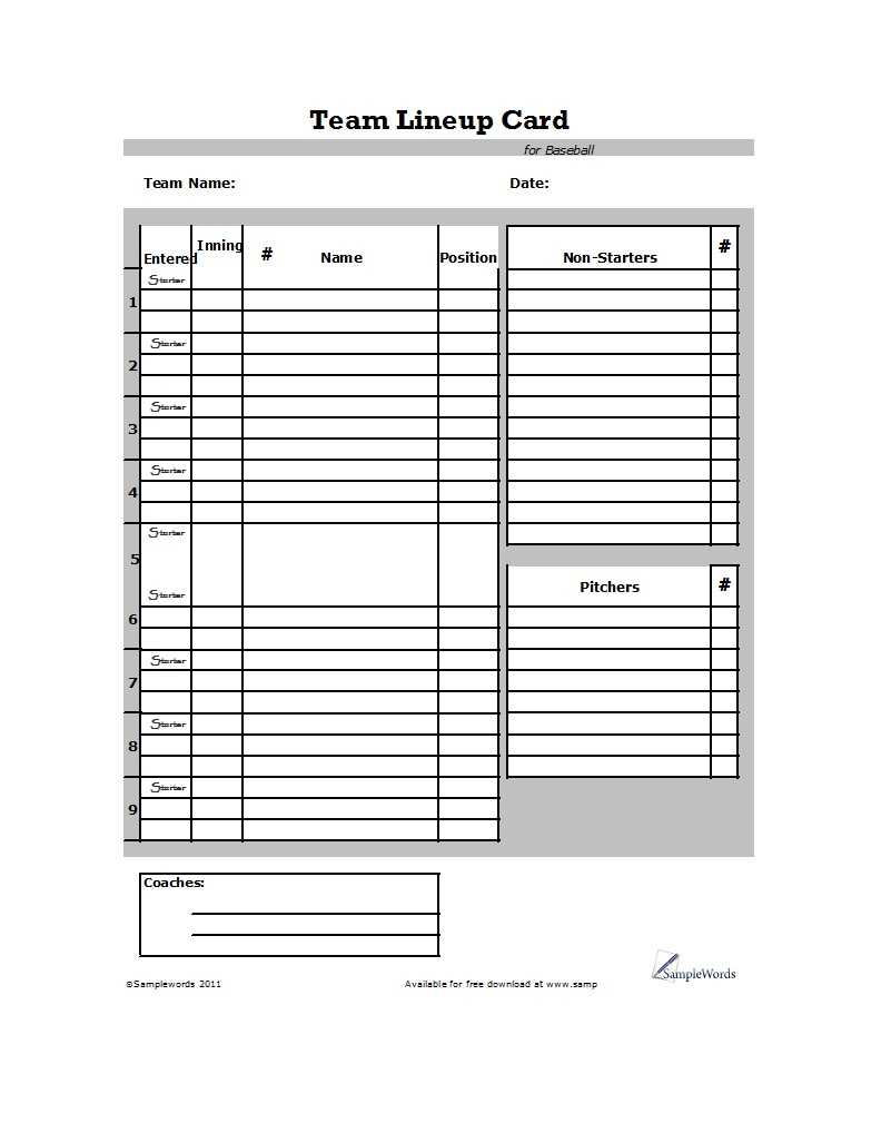 33 Printable Baseball Lineup Templates [Free Download] ᐅ Intended For Softball Lineup Card Template