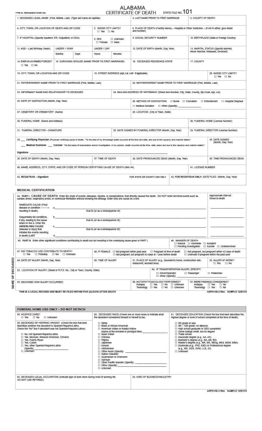37 Blank Death Certificate Templates [100% Free] ᐅ Templatelab In Birth Certificate Fake Template