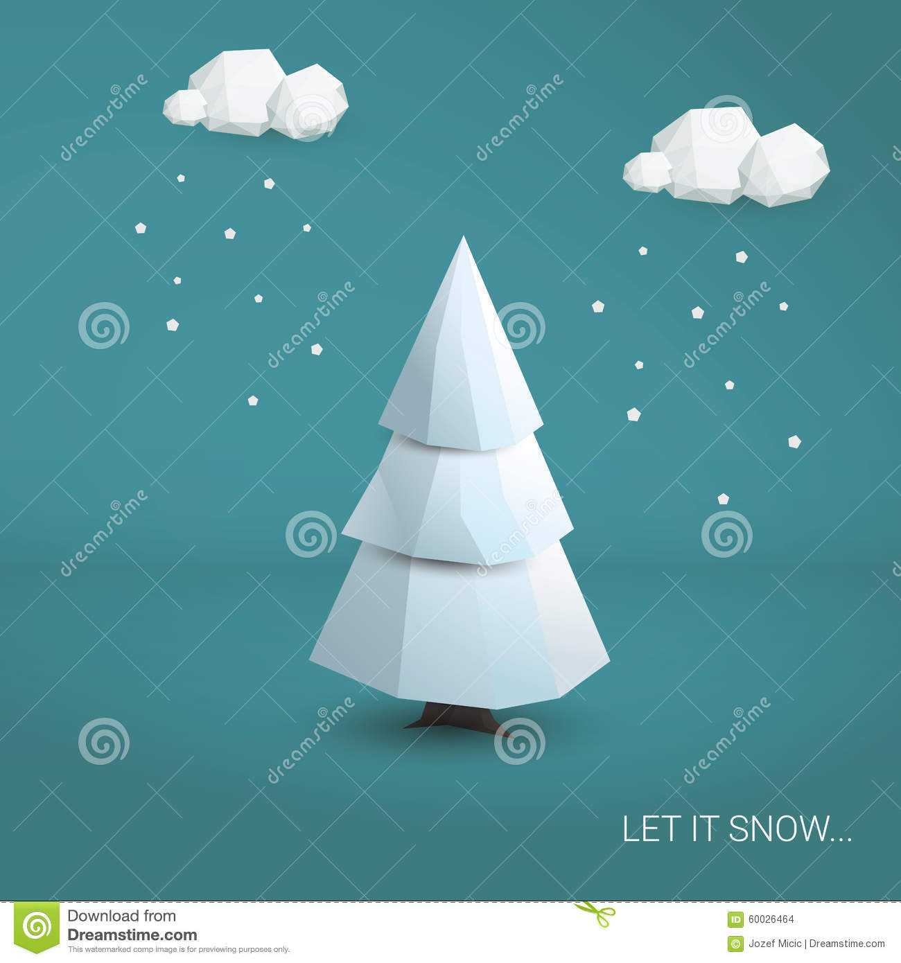 3D Low Poly Christmas Tree Card Template Stock Illustration Pertaining To 3D Christmas Tree Card Template