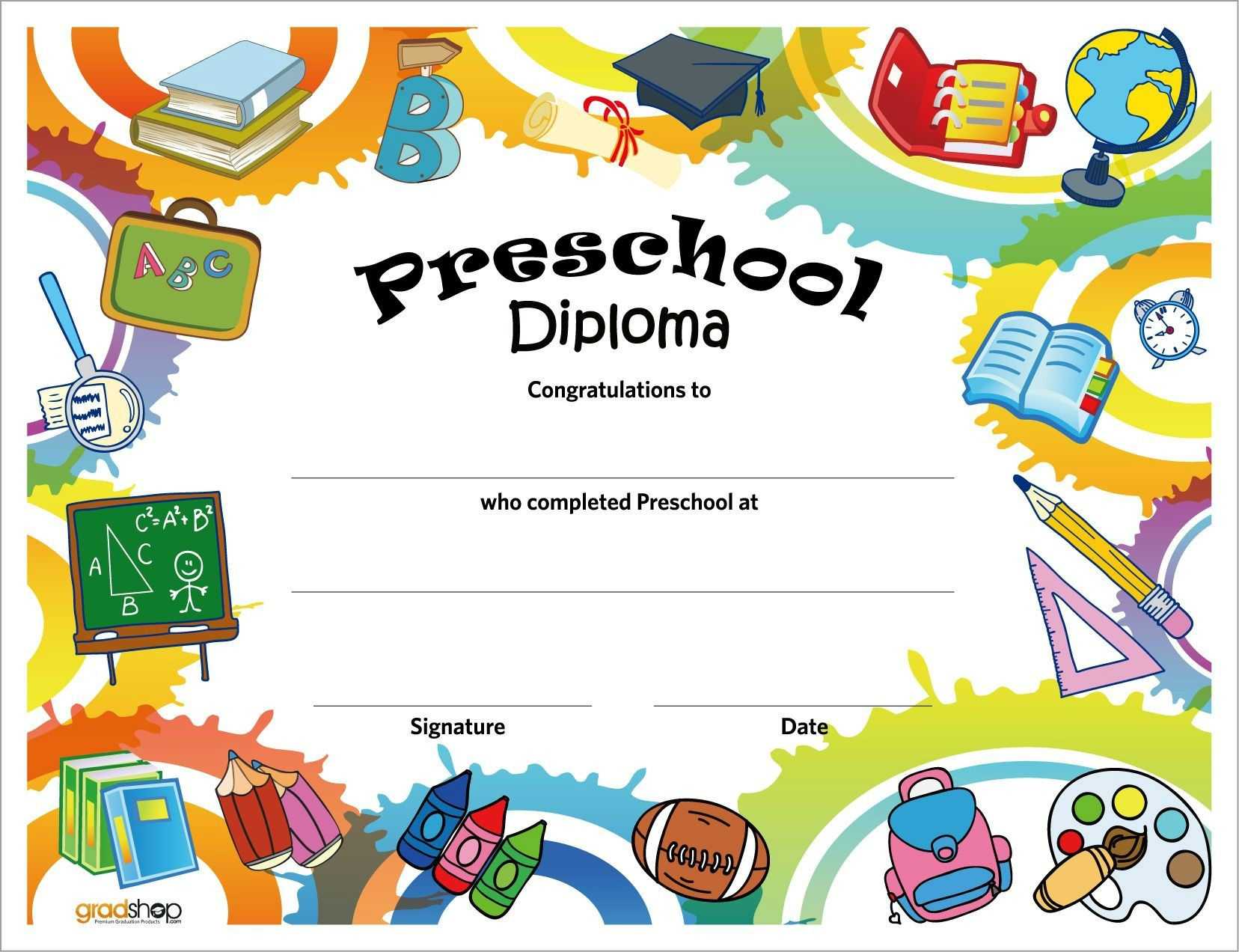 3Dd Preschool Diploma Certificate Design Template In Psd C Inside Graduation Certificate Template Word