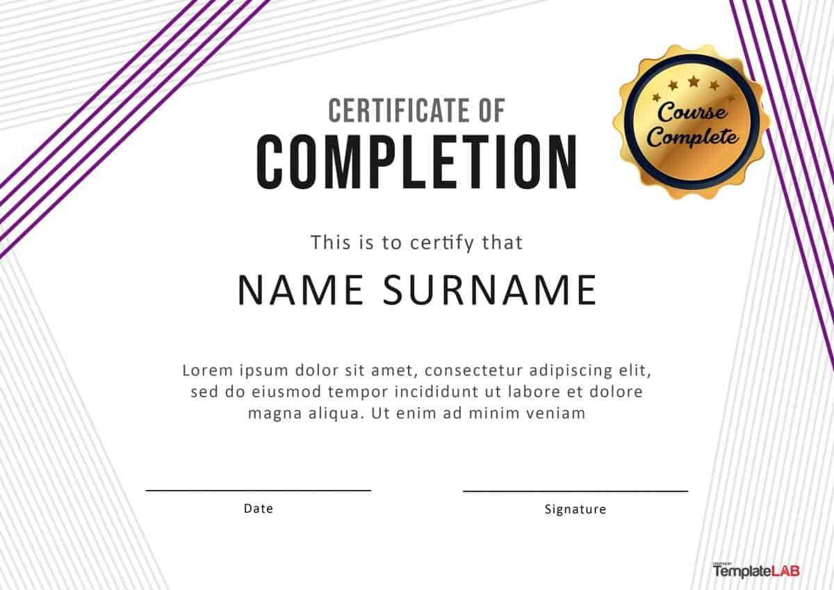 40 Fantastic Certificate Of Completion Templates [Word With Regard To Word Template Certificate Of Achievement