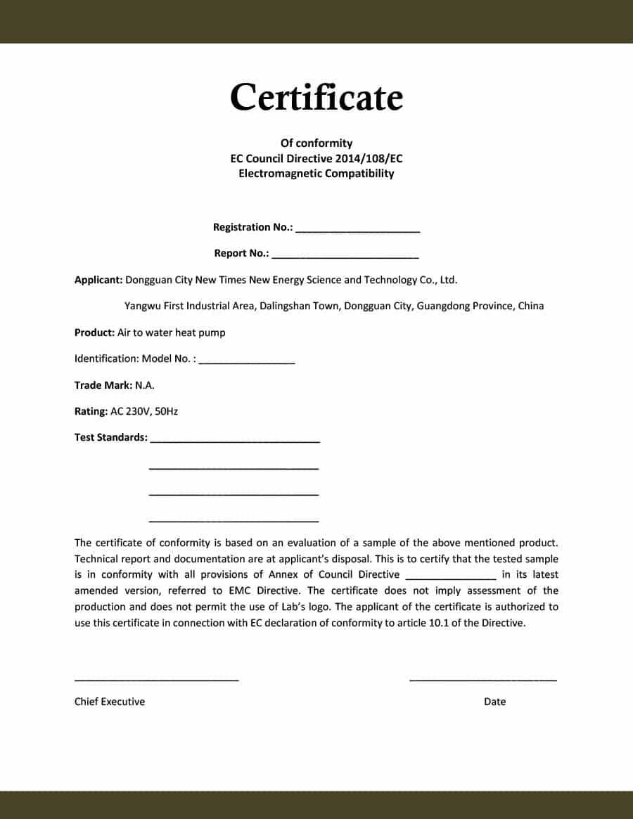40 Free Certificate Of Conformance Templates & Forms ᐅ Intended For Certificate Of Manufacture Template