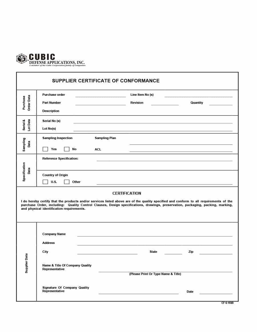 40 Free Certificate Of Conformance Templates & Forms ᐅ With Certificate Of Origin For A Vehicle Template
