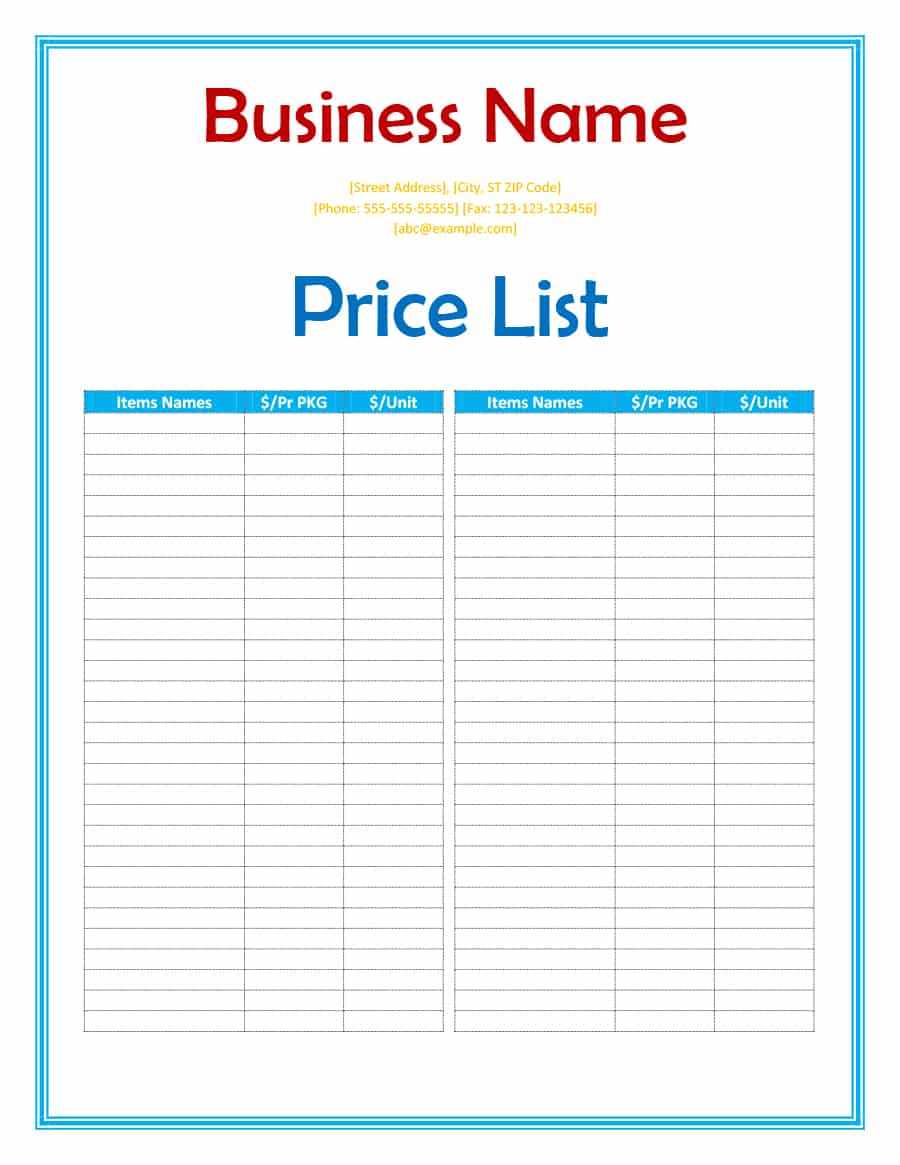 40 Free Price List Templates (Price Sheet Templates) ᐅ With Rate Card Template Word
