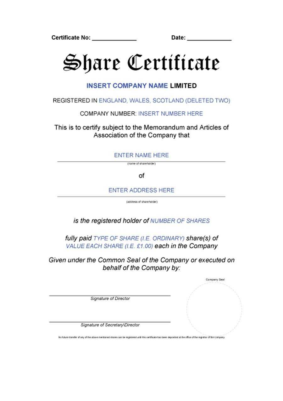 40+ Free Stock Certificate Templates (Word, Pdf) ᐅ Templatelab Inside Corporate Share Certificate Template