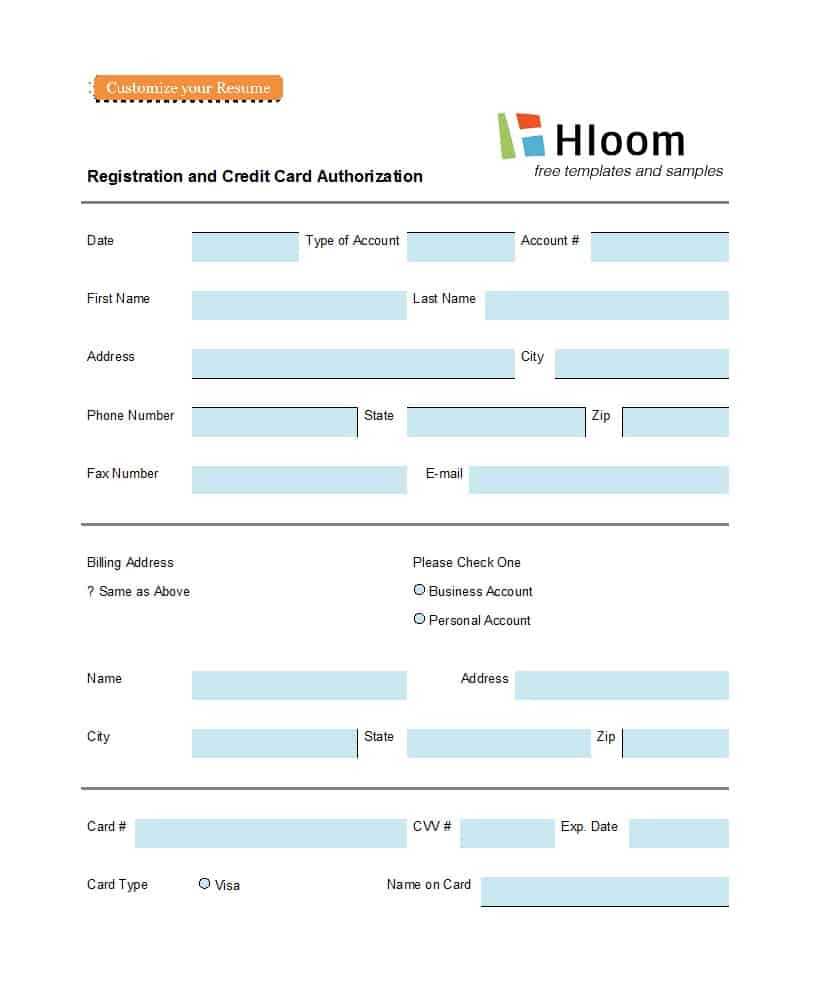 41 Credit Card Authorization Forms Templates {Ready To Use} With Regard To Credit Card Template For Kids