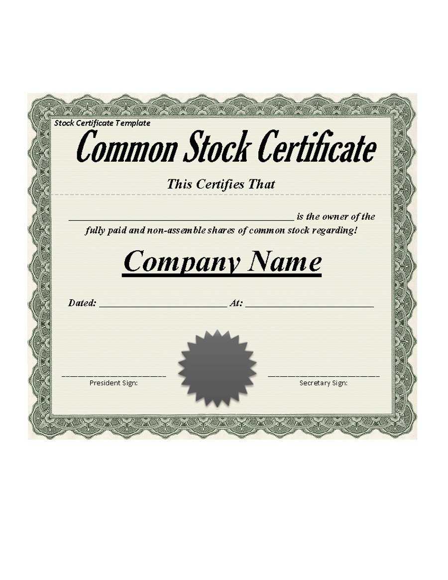 41 Free Stock Certificate Templates (Word, Pdf) - Free Throughout Stock Certificate Template Word