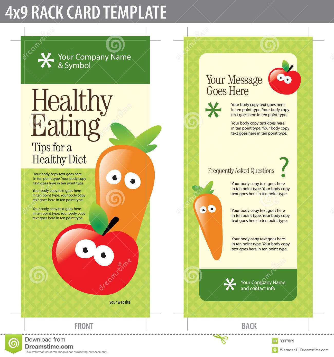 4X9 Rack Card Brochure Template Stock Vector – Illustration Within Nutrition Brochure Template