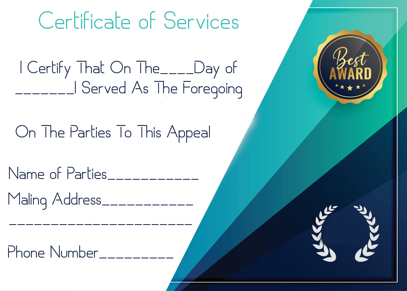 5+ Free Printable Certificate Of Service Templates | How To Wiki With Certificate Of Service Template Free