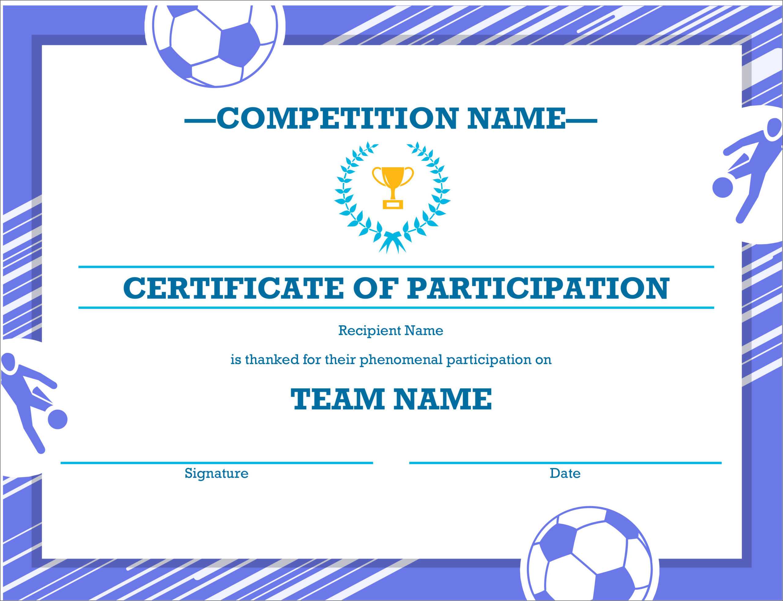 50 Free Creative Blank Certificate Templates In Psd Intended For Sports Award Certificate Template Word