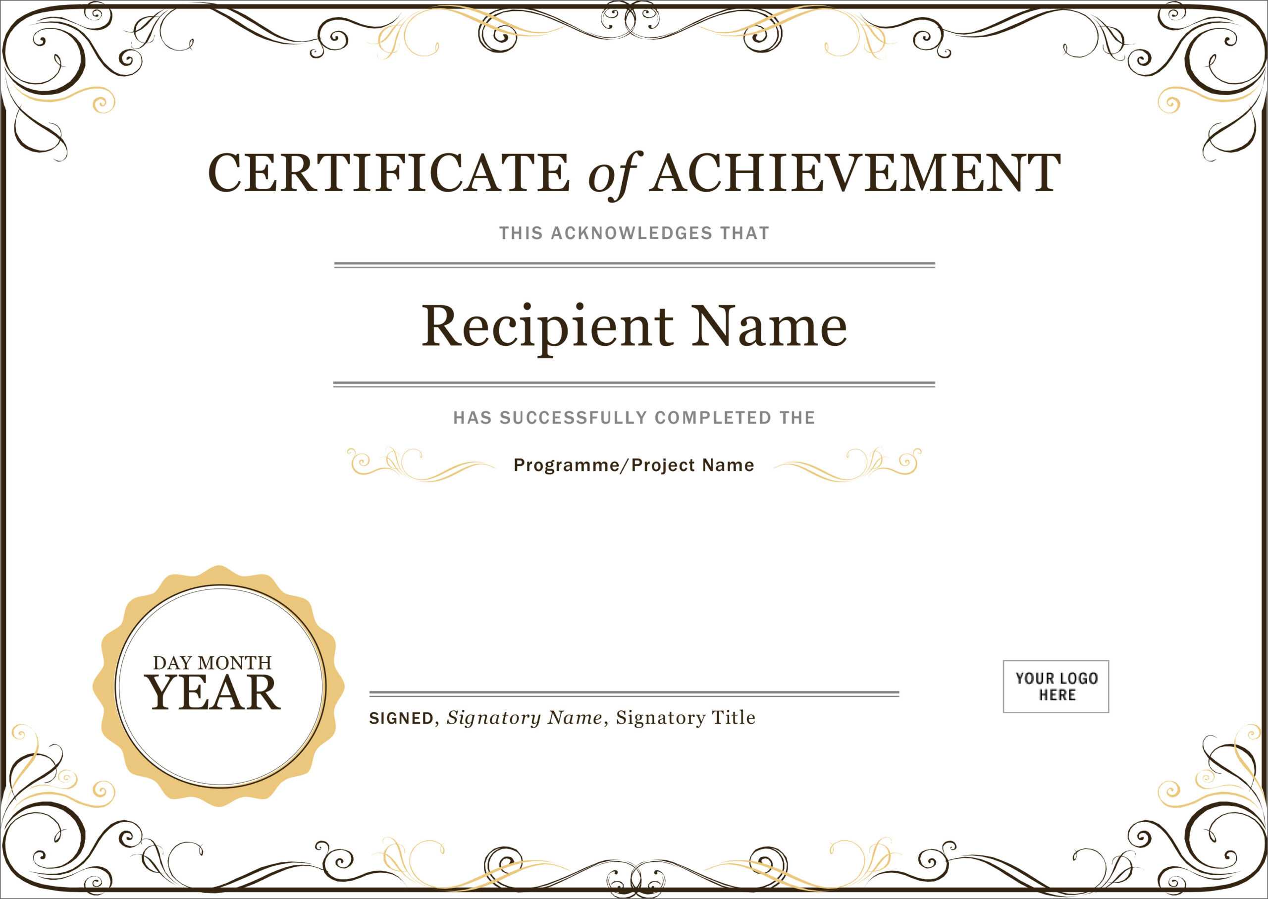 50 Free Creative Blank Certificate Templates In Psd Regarding Word Template Certificate Of Achievement