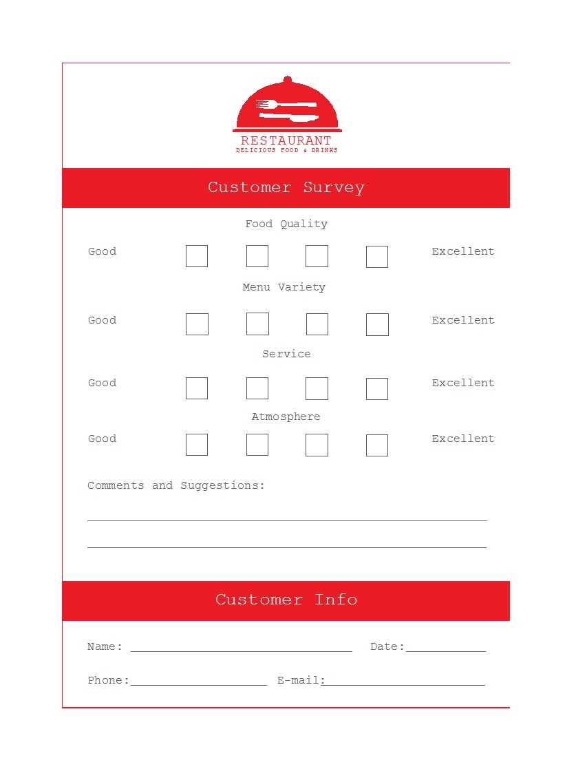 50 Printable Comment Card & Feedback Form Templates ᐅ For Restaurant Comment Card Template
