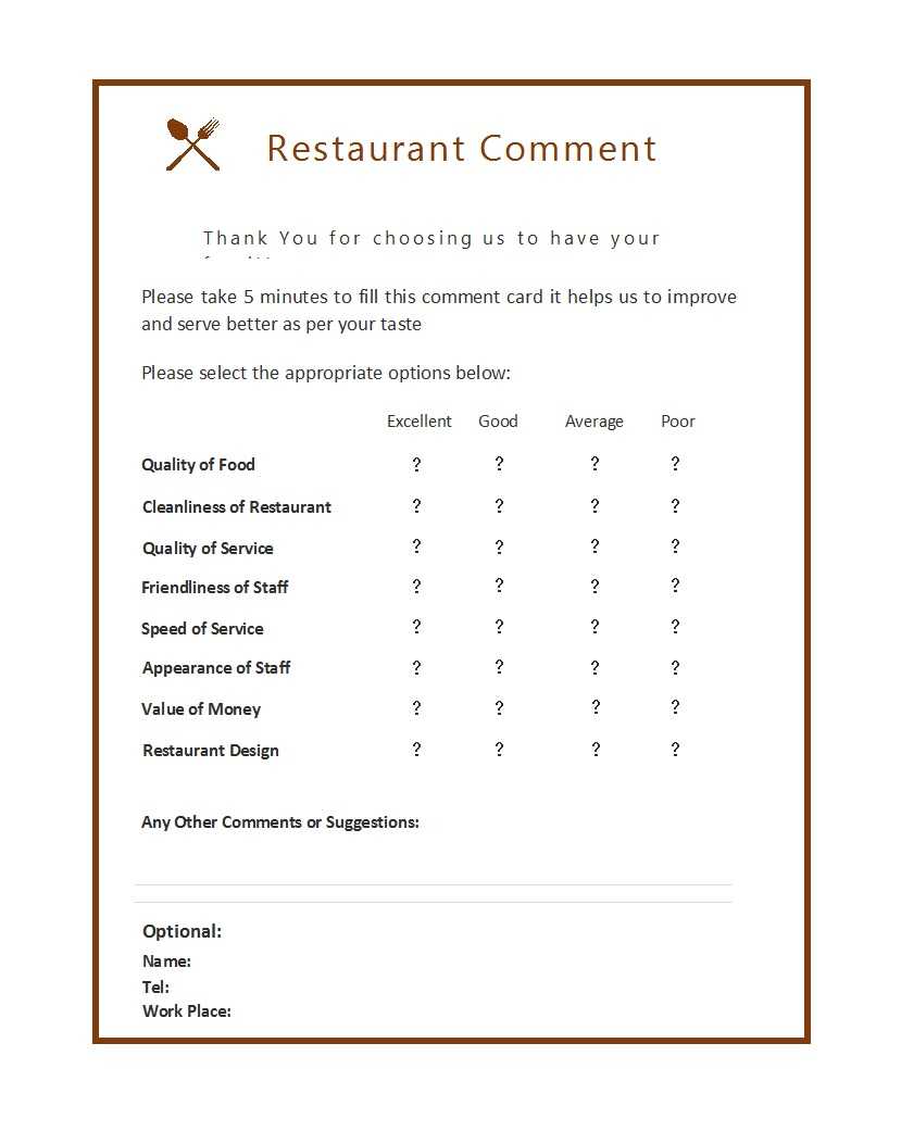 50 Printable Comment Card & Feedback Form Templates ᐅ Inside Customer Information Card Template
