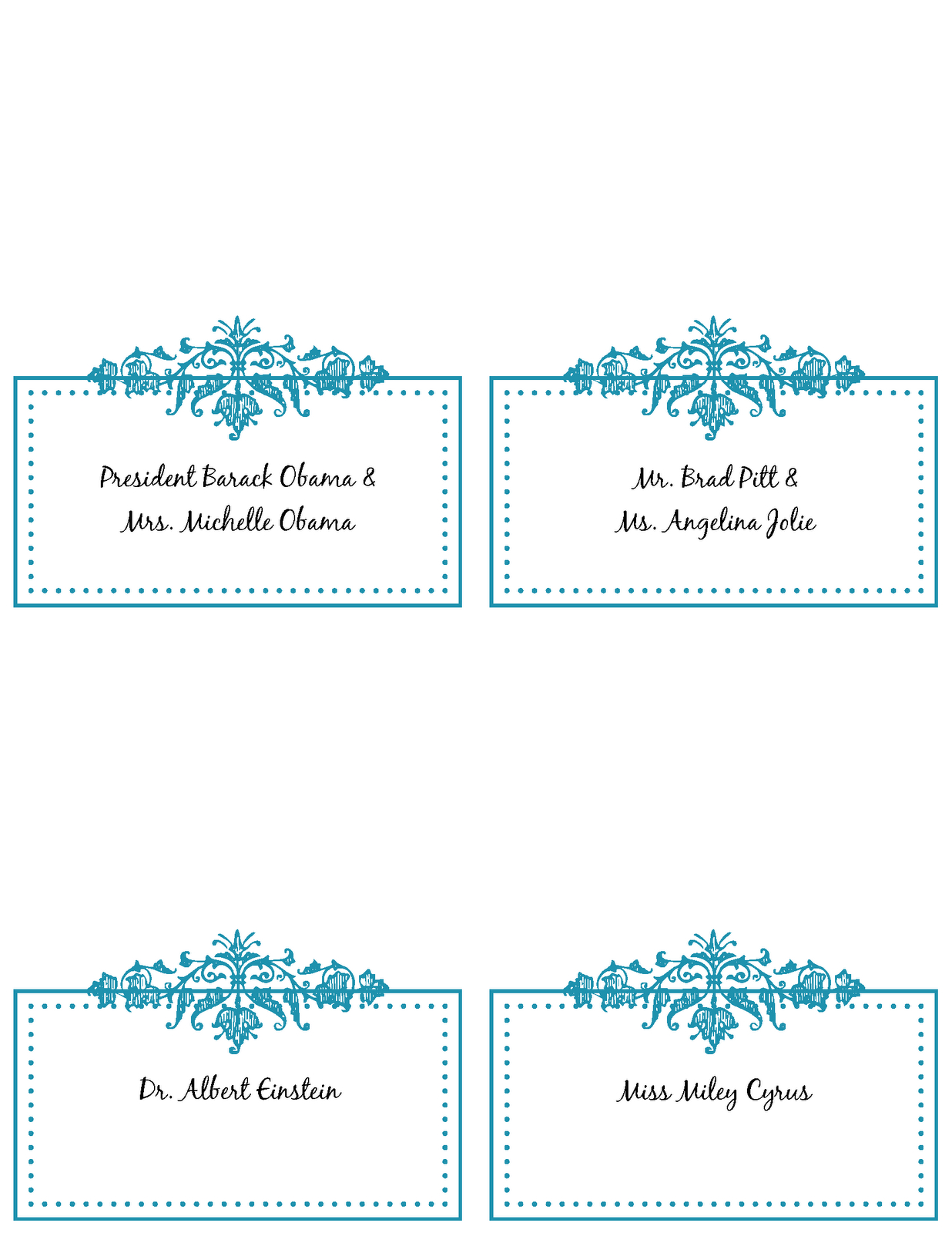 6 Best Images Of Free Printable Wedding Place Cards - Free For Free Template For Place Cards 6 Per Sheet
