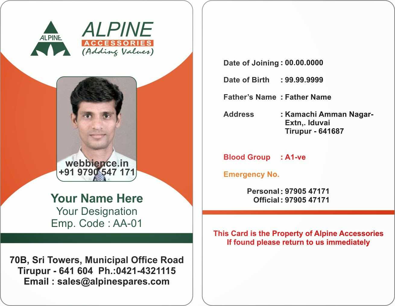 6517082 Sample Employee Id Card Template Employee Template Within Sample Of Id Card Template