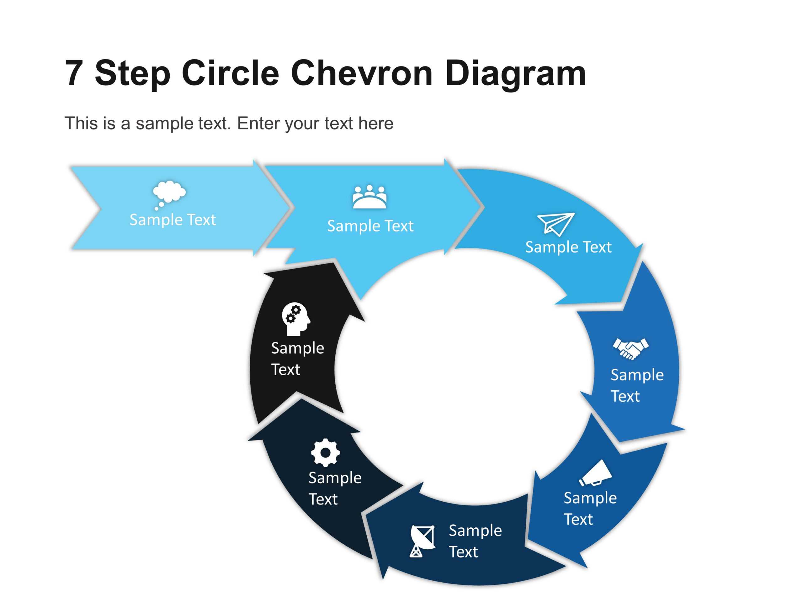 7 Step Circular Chevron Diagram Template | Chevron In Powerpoint Chevron Template