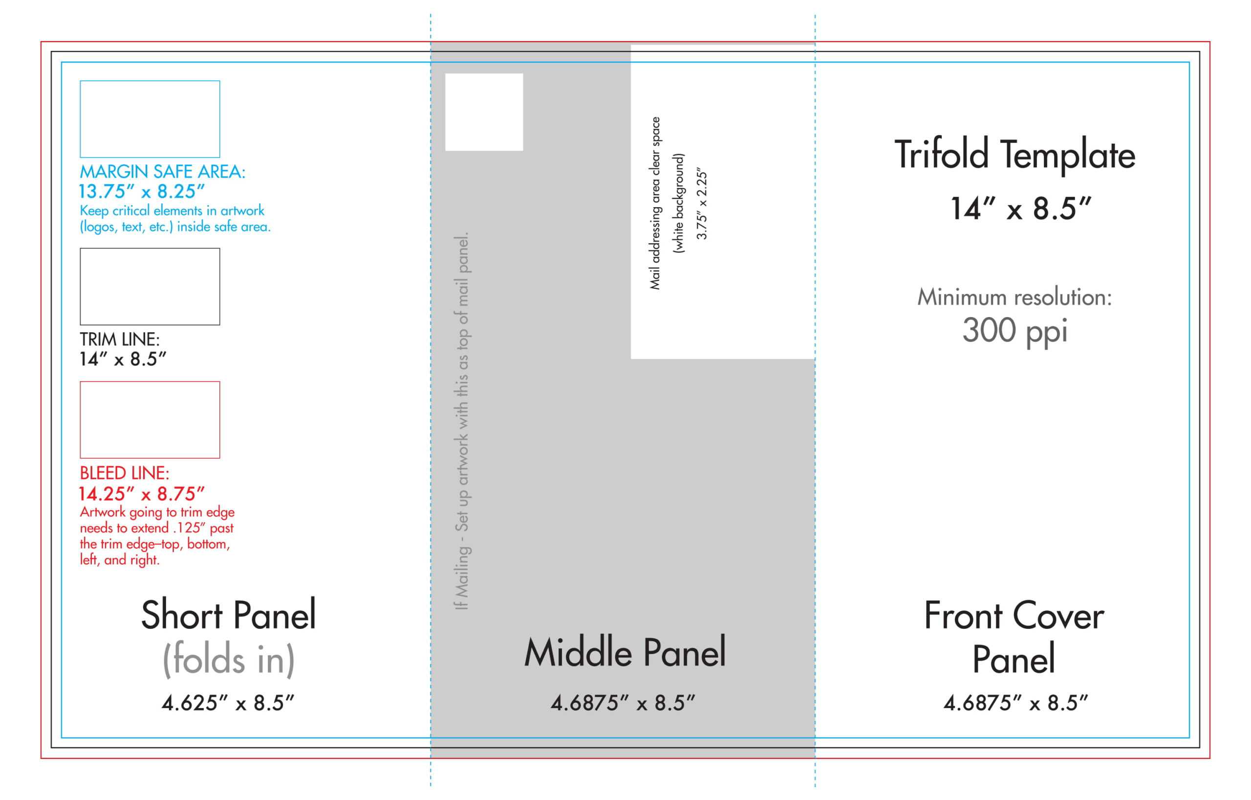 8.5" X 14" Tri Fold Brochure Template - U.s. Press Throughout 6 Sided Brochure Template