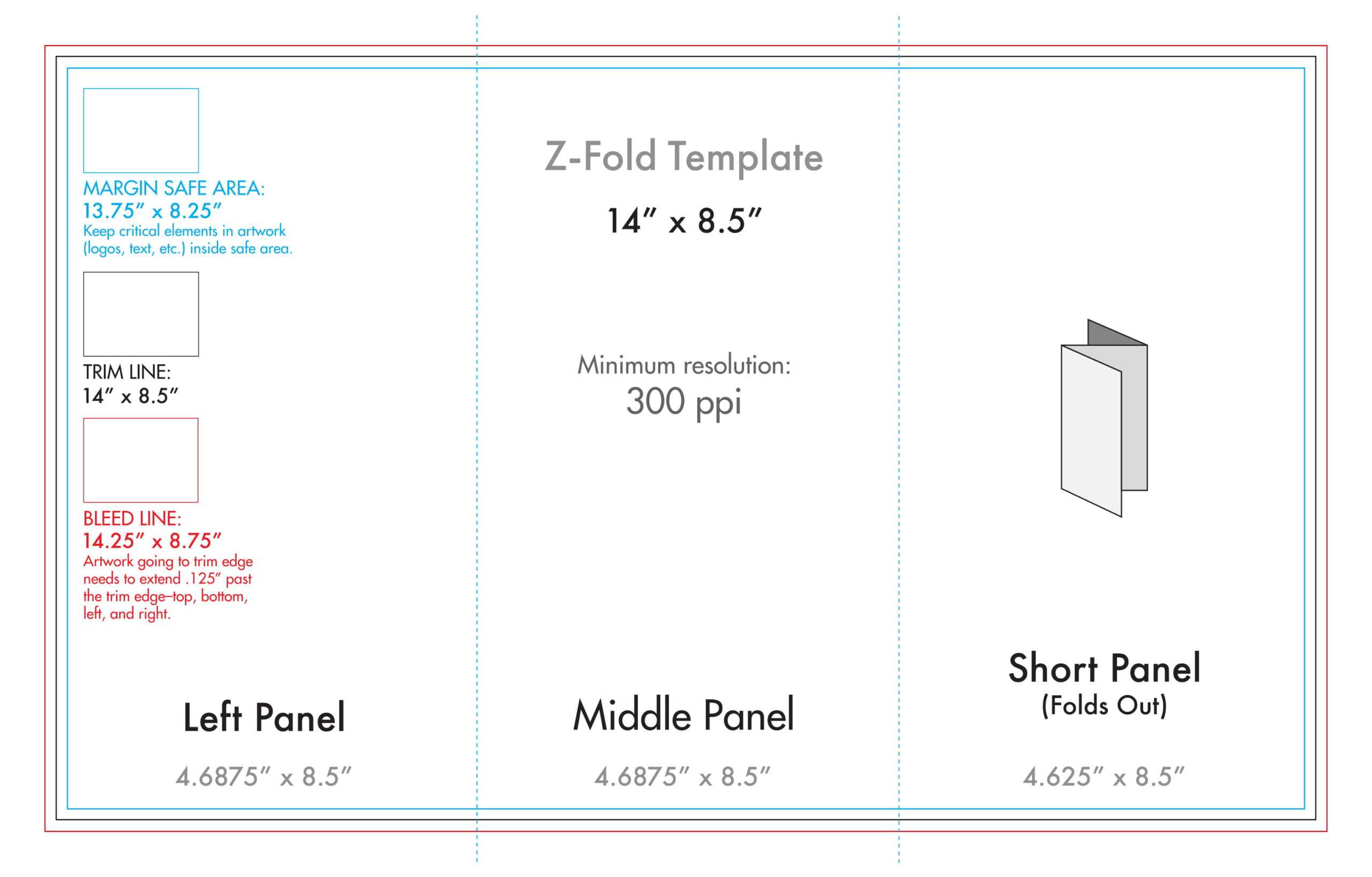 8.5" X 14" Z Fold Brochure Template – U.s. Press In Brochure Folding Templates
