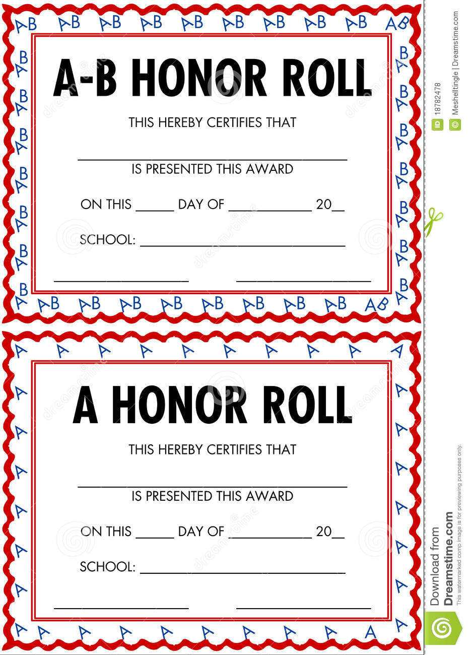 A/b Honor Roll Clipart Within Honor Roll Certificate Template