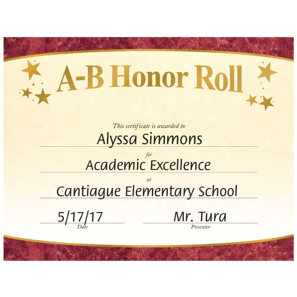 A B Honor Roll Gold Foil Stamped Certificates – Pack Of 25 Pertaining To Promotion Certificate Template