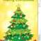 A Christmas Card Template With A Green Christmas Tree Stock With Regard To 3D Christmas Tree Card Template
