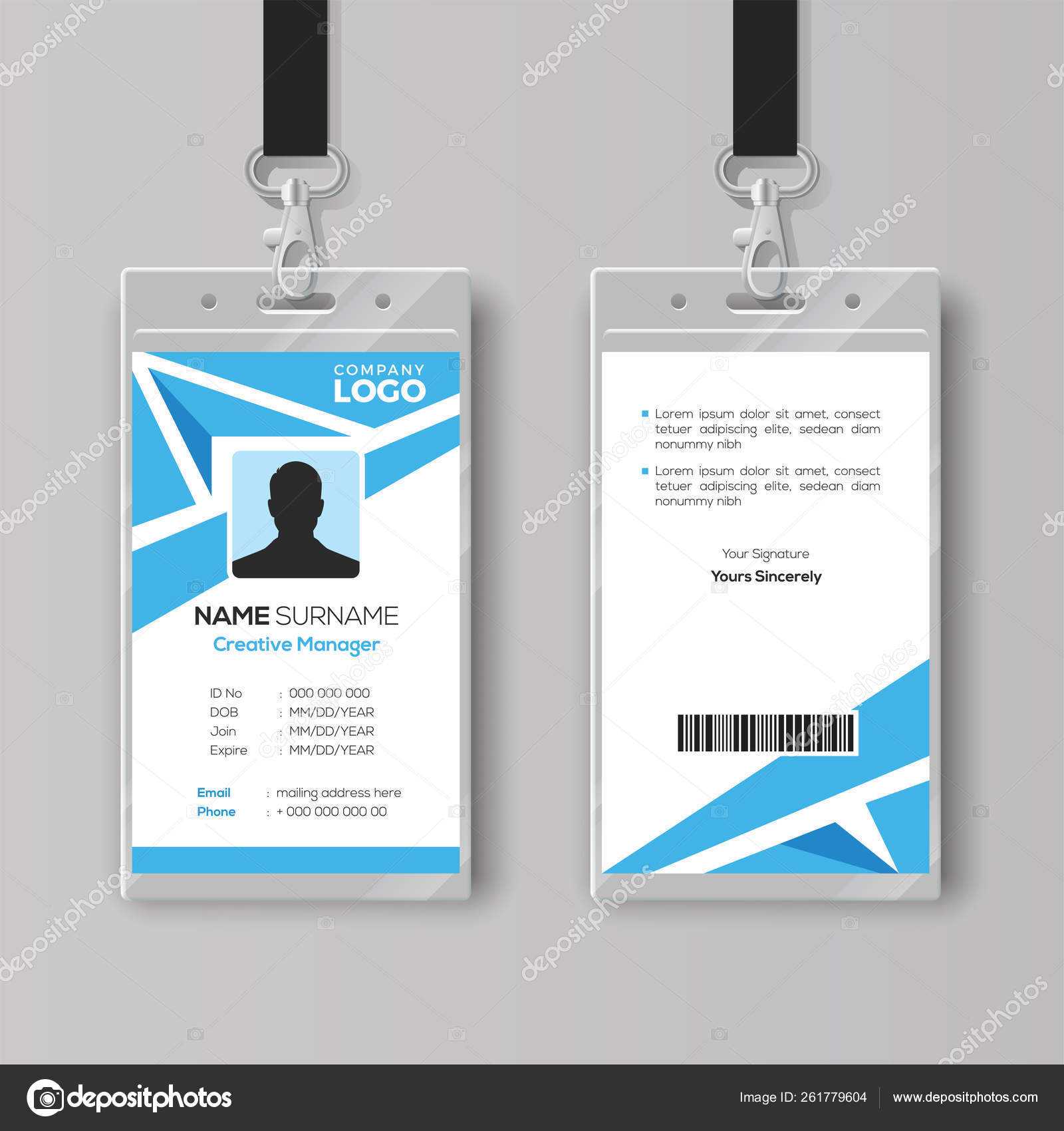 Abstract Blue Id Card Design Template — Stock Vector In Company Id Card Design Template