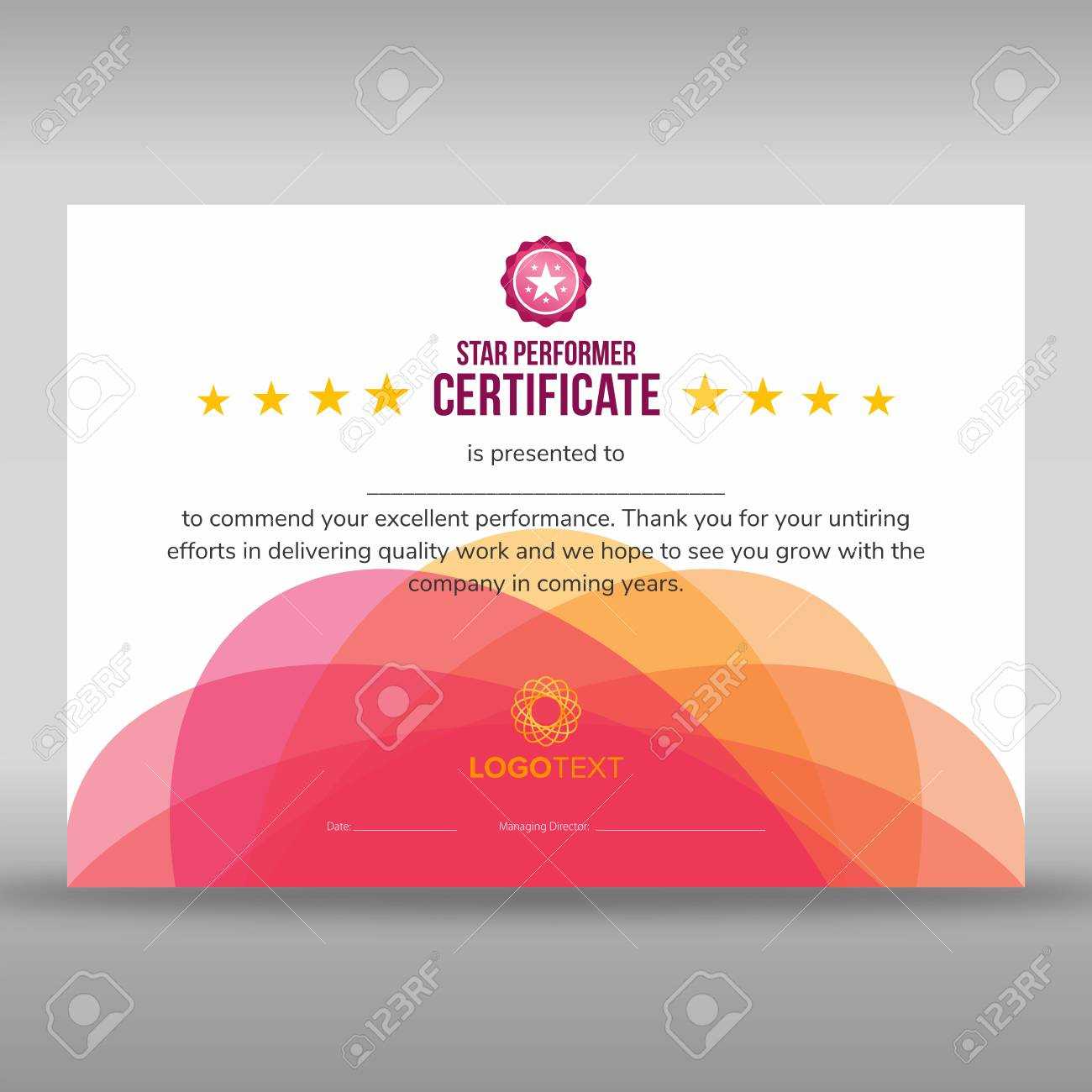 Abstract Creative Pink Star Performer Certificate For Star Performer Certificate Templates