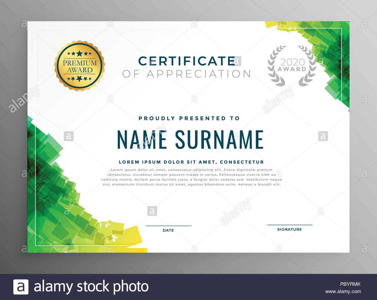 Abstract Green Certificate Of Appreciation Template Stock Pertaining To Boot Camp Certificate Template