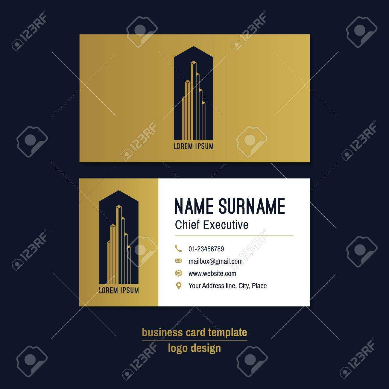 Abstract Horizontal Vector Business Card Template. Gold, Blue,.. For Christian Business Cards Templates Free