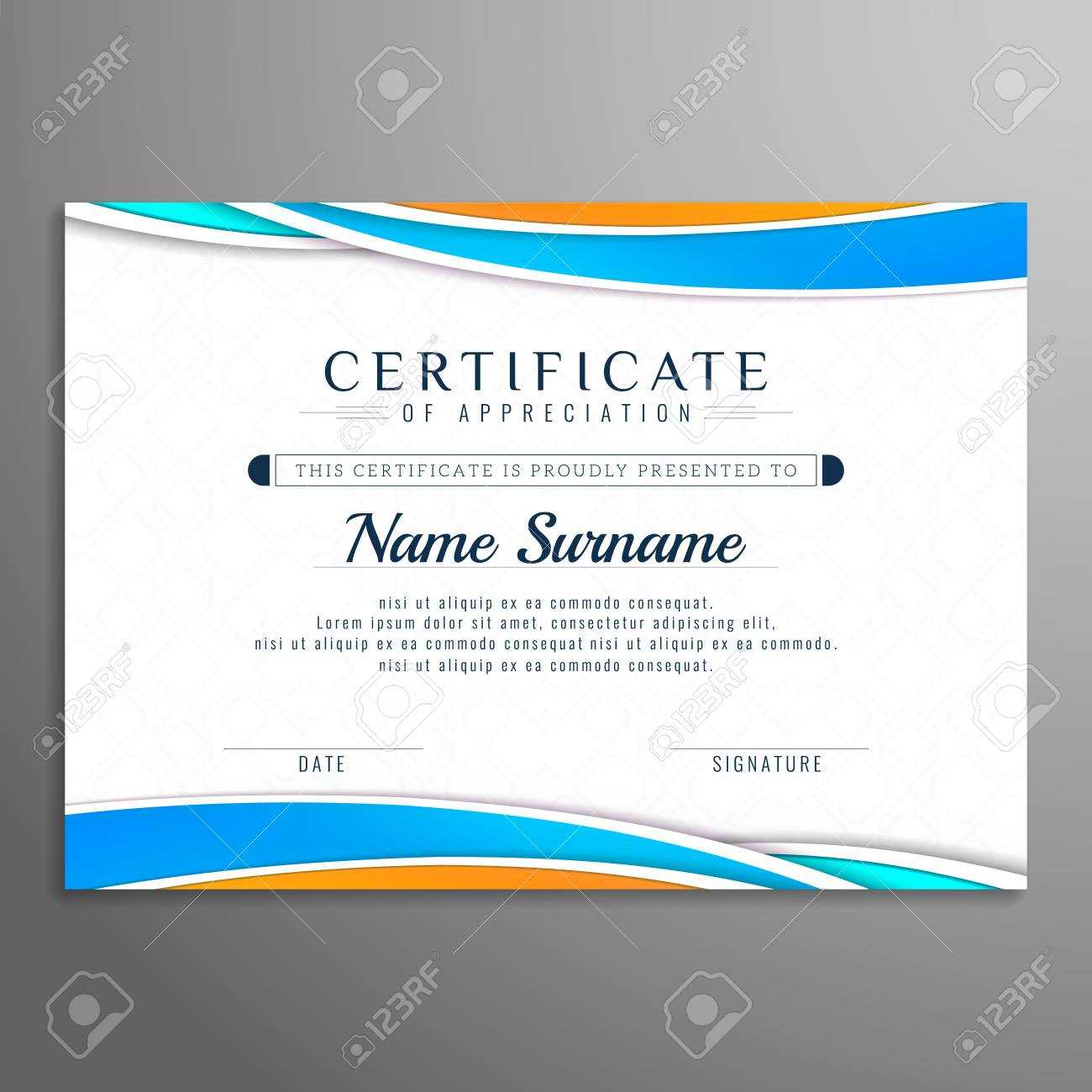 Abstract Wavy Beautiful Certificate Design Template Throughout Beautiful Certificate Templates