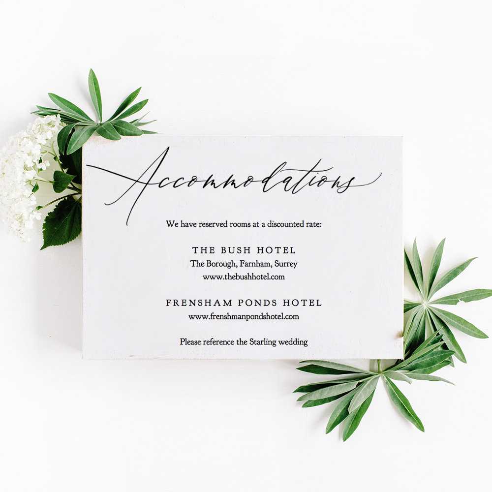 Accommodations Card Template Printable Accommodation Card Within Wedding Hotel Information Card Template
