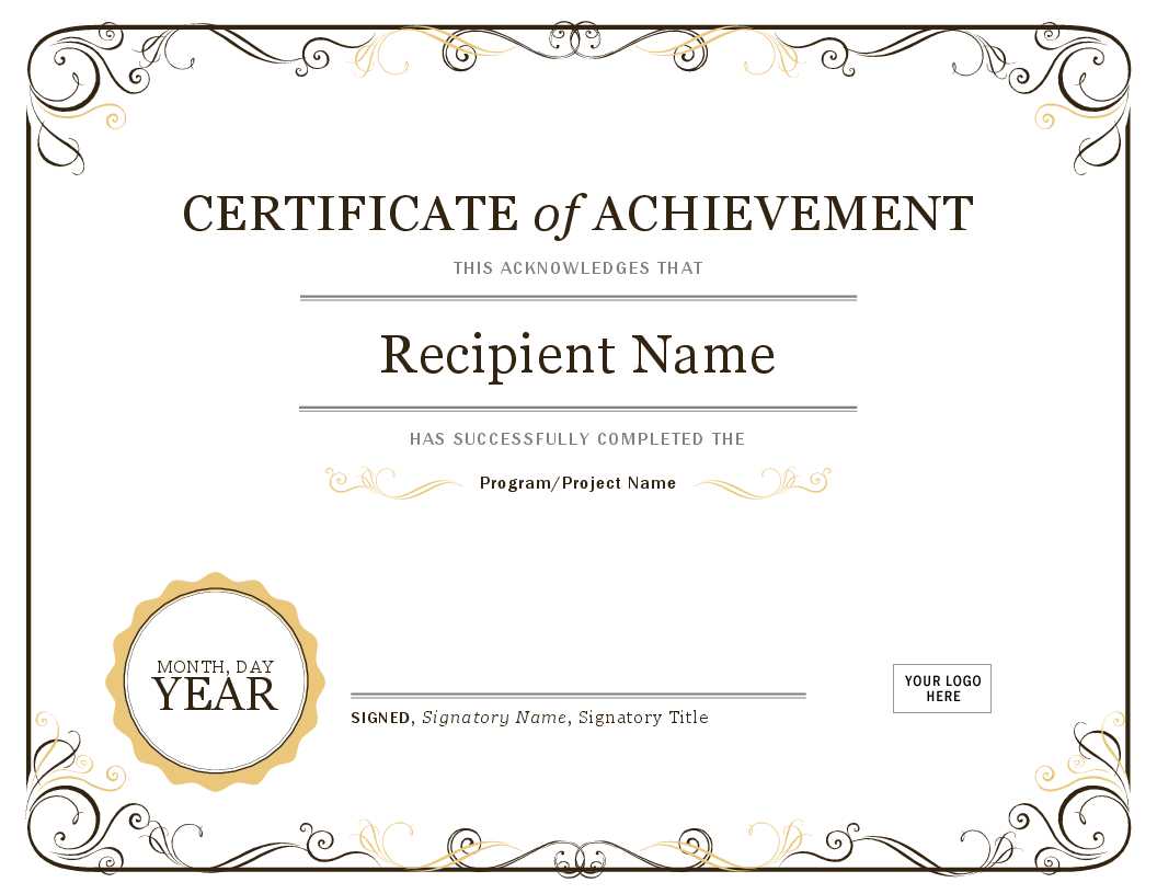 Achievement Award Certificate Template – Dalep.midnightpig.co For Certificate Of Accomplishment Template Free