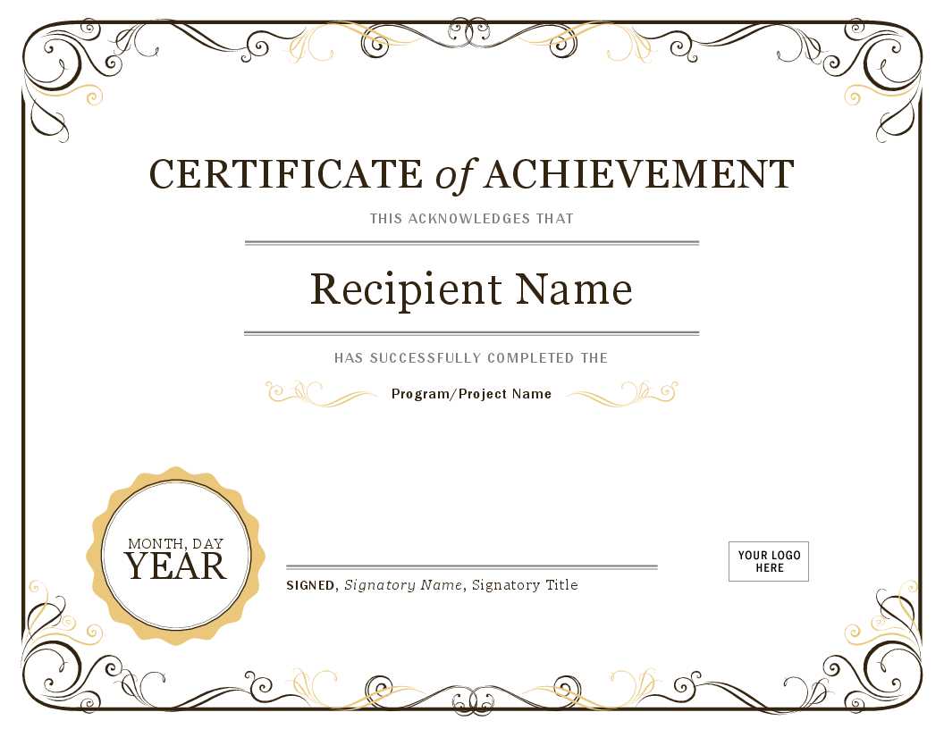 Achievement Award Certificate Template - Dalep.midnightpig.co In Microsoft Word Award Certificate Template