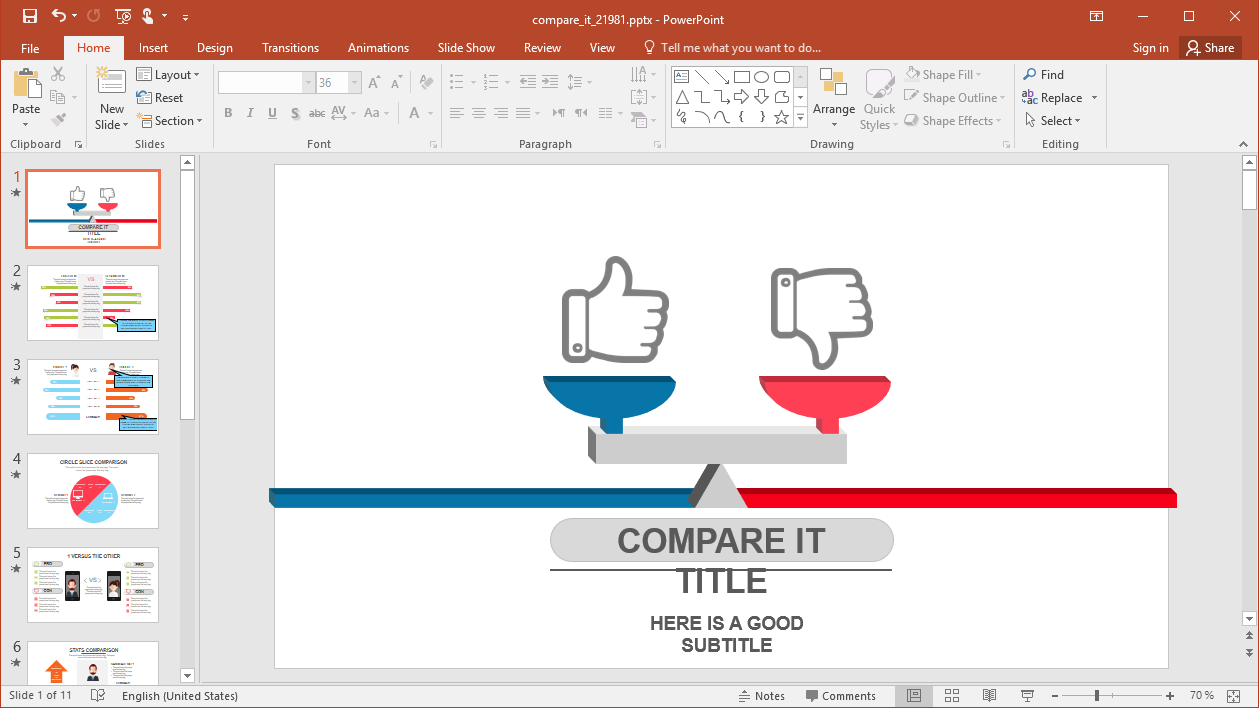 Animated Compare It Powerpoint Template With What Is A Template In Powerpoint